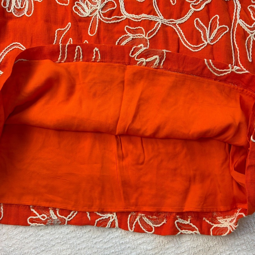 Alex Marie Orange Floral Sz 16 Embroidered Linen Blend Shift Dress NEW Mod Retro - Picture 6 of 8